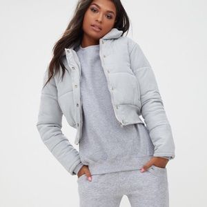 grey cropped bubble coat